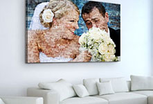 canvas mosaic above couch