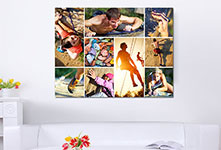 photo collage on canvas_motif summer and sport