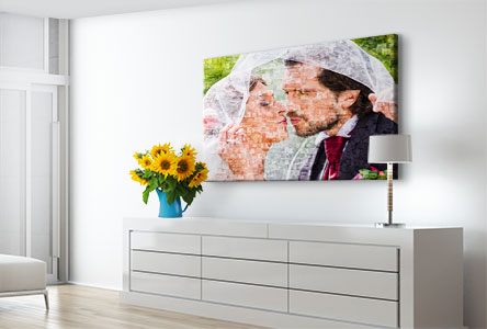 canvas mosaic in living room_example bridal pair