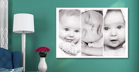 canvas print living room example baby photo collage