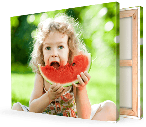 child eating melon on canvas print