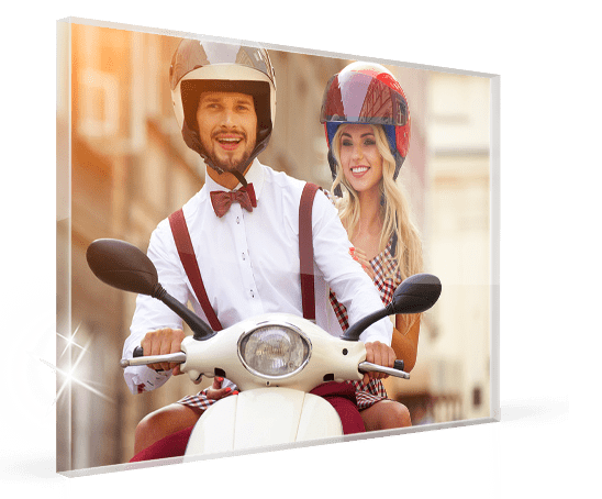 Acrylic print example with couple on scooter